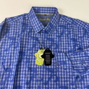 Visconti Black Label Limited Edition Button Up Casual Shirt LS Plaid Camo NWT